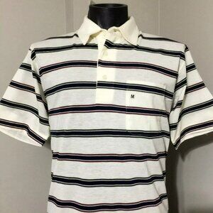 New Savile Row Striped Polo Shirt Size M Mens Vintage Retro Preppy Sportswear